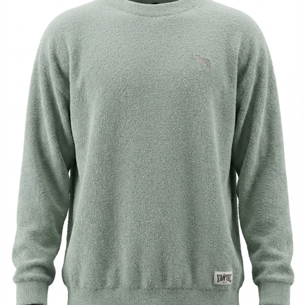 PINK Victoria's Secret Light Green Terry Cloth Like Mockneck Sweater